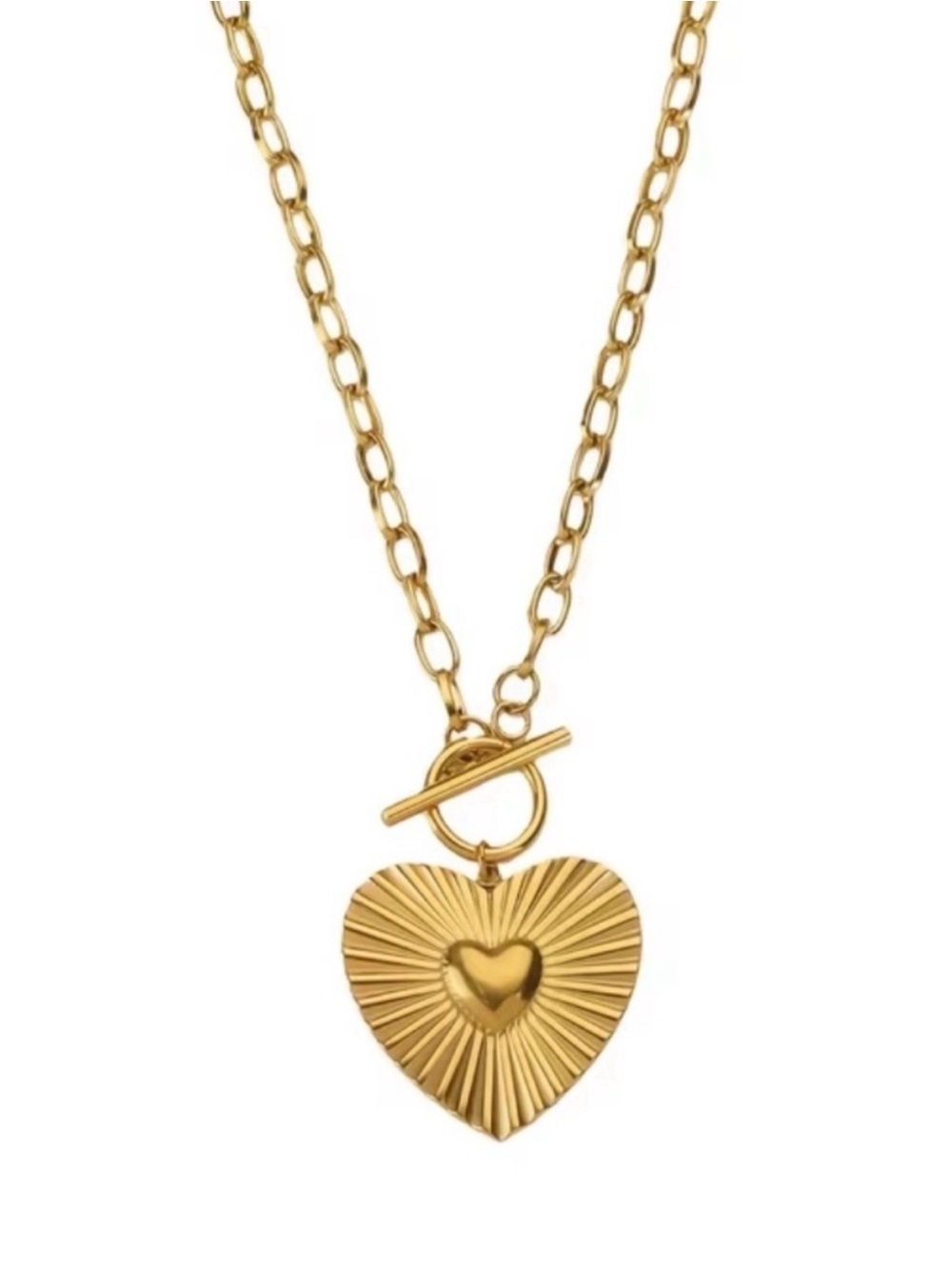 New! 18K Gold Plated Heart Chain Necklace NWOT 1050